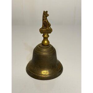 VTG 1980s Alsatian Wolf Brass Bell – German Shepherd Handle Dog Figure 4" Retro